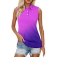 thumbnail image 1 of Yuanlong Women's Tank Tops Collared Polo Summer Sleeveless Tees Gradient Print Regular Fit Classic Office Casual Tanks, 1 of 5