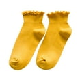 thumbnail image 1 of Yuanlong Women's Vertical Stripe Socks Above-Ankle Ruffle Edge Sock Solid Color Classic Versatile Vacation Hosiery, 1 of 7