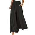 thumbnail image 1 of Yuanlong Women's Wide-Leg Skort High Waisted Drawstring Pocketed Skirt Pants Solid Color Drapey Breathable Boho Beach Bottoms, 1 of 5