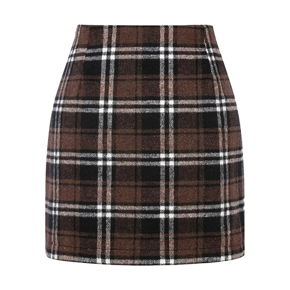 Yuanlong Womens A-Line Skirts High Waist Houndstooth Mini Bodycon Skirts Work Daily Commute Classic Pencil Skirt For Lady