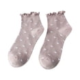 thumbnail image 1 of Yuanlong Womens Ankle Socks Heart Print Ruffled Trim Short Socks Summer Spring Wear Lightweight Comfortable Low-Cut Socks, 1 of 3