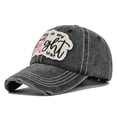 thumbnail image 1 of Yuanlong Womens Baseball Cap Cancer Awareness Ribbon Print Distressed Washed Ripped Dad Hat Outdoor Headwear, 1 of 5