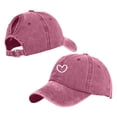 thumbnail image 1 of Yuanlong Womens Baseball Cap Heart Outline Embroidery Vintage Washed Cotton Dad Hat Adjustable Casual Outdoor Sun Headwear, 1 of 2