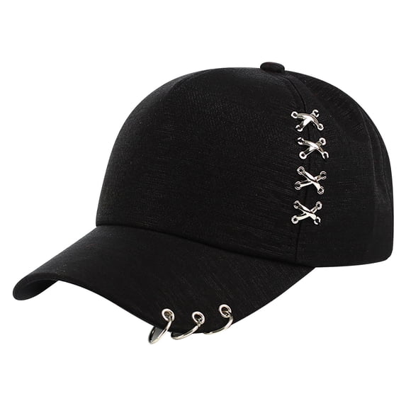 Yuanlong Womens Baseball Cap Metal Ring Plain Sun Cap Adjustable Lightweight Summer Street Outdoor Travel Casual Headwear