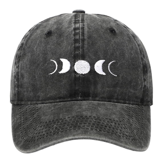 Yuanlong Womens Baseball Cap Moon Embroidery Vintage Washed Dad Hat Curved Brim Adjustable Casual Stylish Summer Outdoor Sun Hat