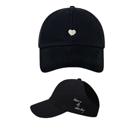 Yuanlong Womens Baseball Cap Small Heart Letter Embroidery Adjustable Ponytail Hat Stylish Casual Outdoor Sun Headwear