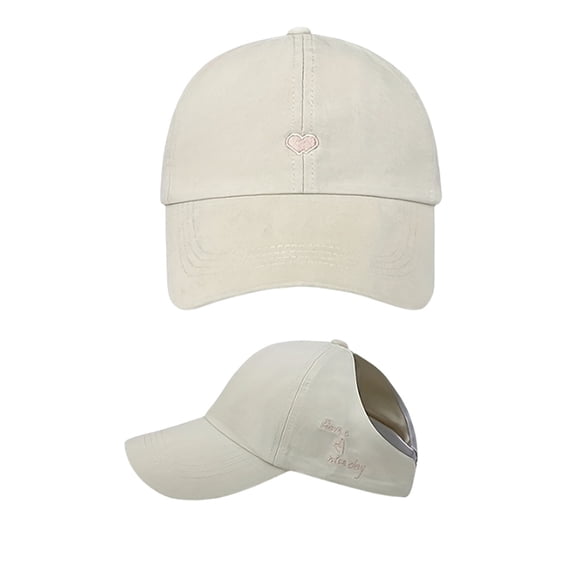 Yuanlong Womens Baseball Cap Small Heart Letter Embroidery Adjustable Ponytail Hat Stylish Casual Outdoor Sun Headwear