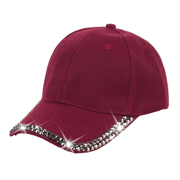 Yuanlong Womens Baseball Cap Rhinestone Decor Versatile Sun Hat Summer Casual Trendy Headwear