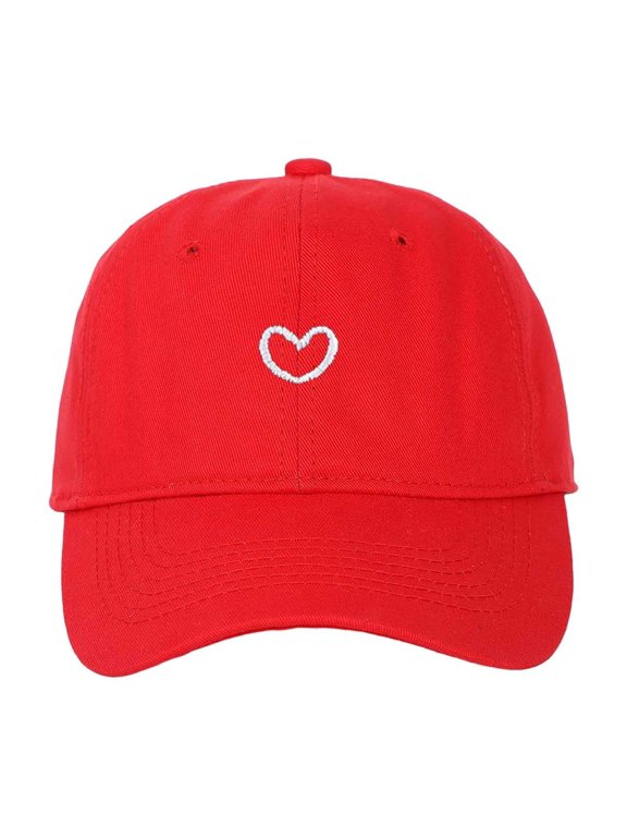 Womens Baseball Cap Tiny Heart Embroidery Cotton Hat Breathable Adjustable Casual Outdoor Daily Sun Headwear