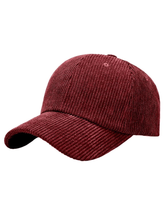 Womens Baseball Caps Solid Color Corduroy Cap Structured Curved Brim Adjustable Size Daily Hat
