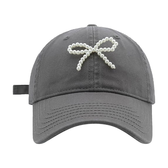 Yuanlong Womens Baseball Hat Pearl Bow Embellished Soft Sun Cap Sweet Trendy Style Daily Casual Street Dating Headwear
