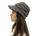 thumbnail image 1 of Yuanlong Womens Beanie Hat Cable Knit Visor Hat Curved Brim Thermal Winter Slouchy Windproof Driving Riding Outdoor Headwear, 1 of 4