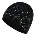 thumbnail image 1 of Yuanlong Womens Beanie Hat Rhinestone Decor Winter Warm Plain Skull Cap Soft Stretchy Windproof Minimal Casual Outdoor Headwear, 1 of 4