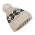 thumbnail image 1 of Yuanlong Womens Beanie Hat Snowflake Pattern Knit Skull Beanie Stretch Fall Winter Holiday Outdoor Skiing Headwear, 1 of 6