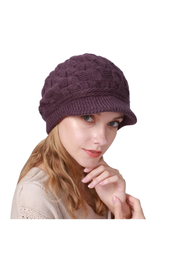 Womens Beanie Ribbed Knit brim Design Solid Color Beret Hats Early Spring Winter Thermal Comfortable Ladies Cap
