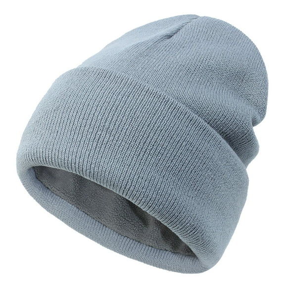 Yuanlong Womens Beanies Winter Solid Color Thickened Cuffed Knitted Beanie Hats For Adult Outdoor Windproof Stylish Caps