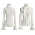 thumbnail image 1 of Yuanlong Womens Blouses Elegant Lace Up Plain Flare Sleeve Ruffled Tie Slim Shirts Daily Gatherings Vintage Blouse Tops, 1 of 7