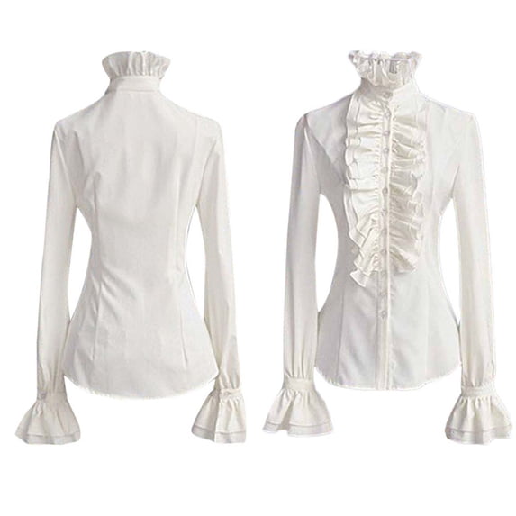 Yuanlong Womens Blouses Elegant Lace Up Plain Flare Sleeve Ruffled Tie Slim Shirts Daily Gatherings Vintage Blouse Tops