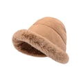 thumbnail image 1 of Yuanlong Womens Bucket Hat Minimal Plush Lined Warm Winter Hat Windproof Soft Cozy Casual Daily Elegant Outdoor Headwear, 1 of 4