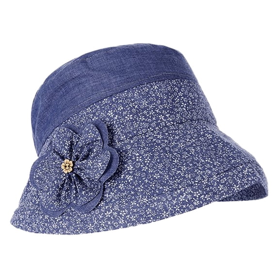 Yuanlong Womens Bucket Hats Floral Decoration Wide Brim Soft Sun Hat Printed Elegant Beach Travel Hat