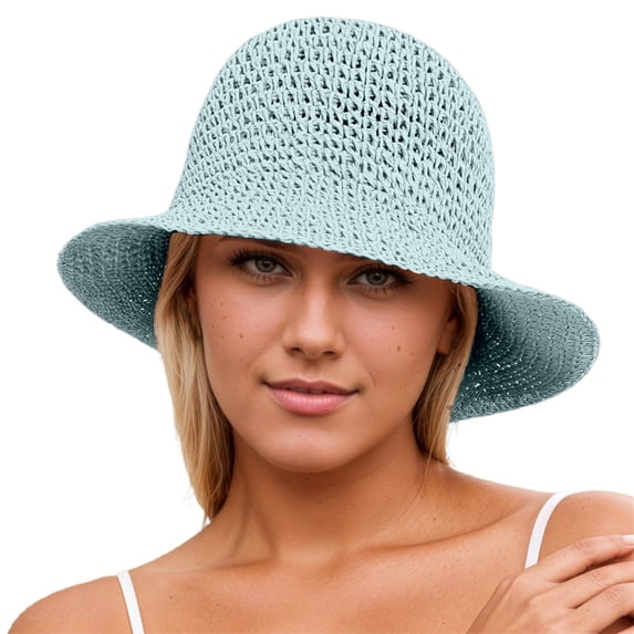 Yuanlong Womens Bucket Hats Summer Lightweight Breathable Straw Hats Packable Casual Wear Beach Hat