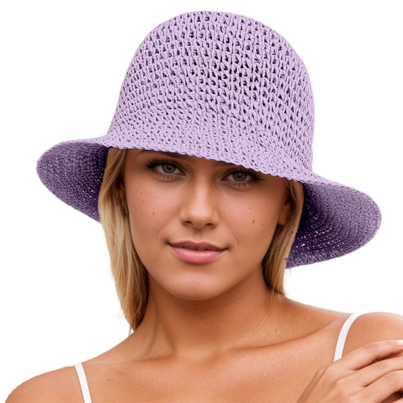 Yuanlong Womens Bucket Hats Summer Lightweight Breathable Straw Hats Packable Casual Wear Beach Hat