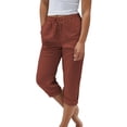 thumbnail image 1 of Yuanlong Womens Capri Pants High-Rise Elastic Waist Drawstring Cropped Trousers Lightweight Summer Loose Fit Lounge Casual Pants, 1 of 4