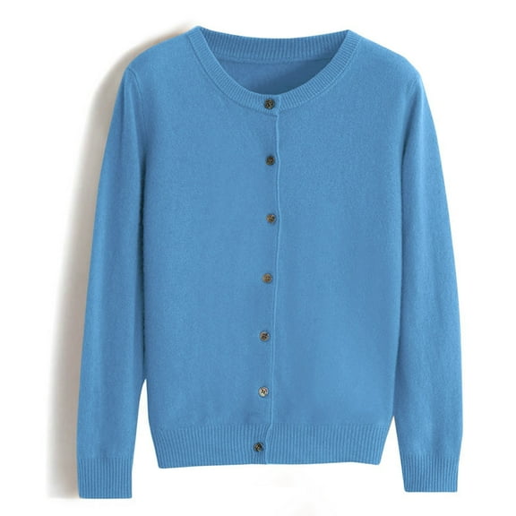 Yuanlong Womens Cardigan Long Sleeve Solid Color Button Front Outwear Sweater Autumn Spring Midweight Coat Sizes S-XXL