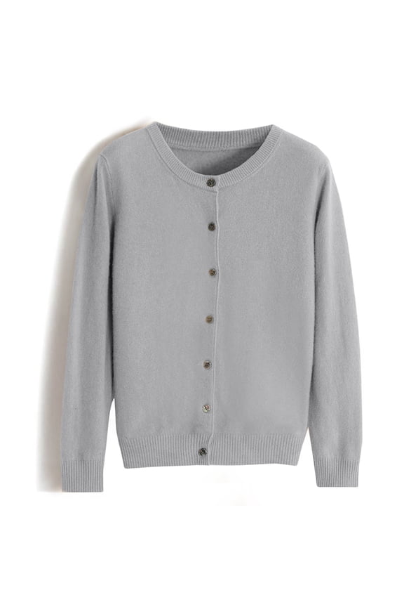Womens Cardigan Long Sleeve Solid Color Button Front Outwear Sweater Autumn Spring Midweight Coat Sizes S-XXL