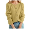 thumbnail image 1 of Yuanlong Womens Cardigans Classic Plain Long Sleeve Crew Neck Button Front Open Knitwear Spring Autumn Cardigan Sweater, 1 of 4