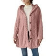 thumbnail image 1 of Yuanlong Womens Cardigans Hooded Button Down Long Sleeve Double Fuzzy Plain Cardigan Outerwear Winter Loose Thermal Coat, 1 of 5