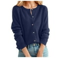 thumbnail image 1 of Yuanlong Womens Cardigans Spring Autumn Basic Long Sleeve Solid Crew Neck Outwear Knitwear Daily Work Cozy Cardigan Tops, 1 of 4