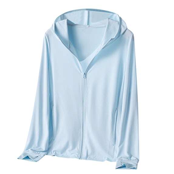 Yuanlong Womens Cardigans Spring Summer Sun Proof Zip Up Long Sleeve Hooded Cardigan For Hiking Lightweight Outwear Coats