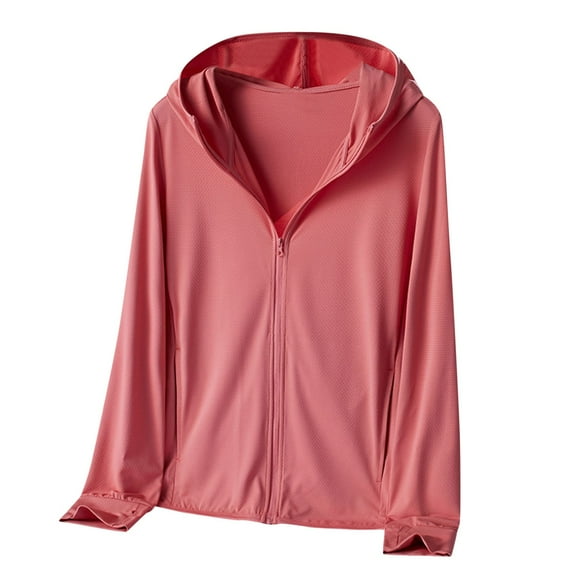 Yuanlong Womens Cardigans Spring Summer Sun Proof Zip Up Long Sleeve Hooded Cardigan For Hiking Lightweight Outwear Coats