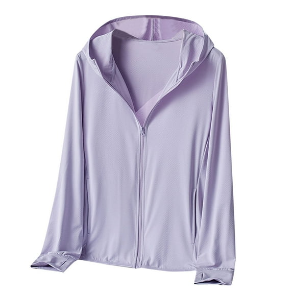 Yuanlong Womens Cardigans Spring Summer Sun Proof Zip Up Long Sleeve Hooded Cardigan For Hiking Lightweight Outwear Coats
