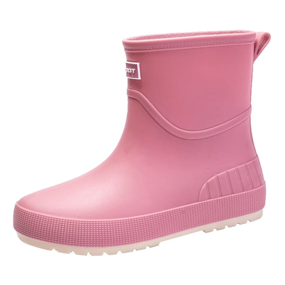 Whased Colors Yuanlong Womens Casual Shoes Solid Color Mid Tube Rain Shoes Pull-On ...