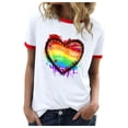 thumbnail image 1 of Yuanlong Womens Classic Ringer T Shirt Rainbow Graphic Crew Neck Short Sleeve Tee Soft Loose Casual Daily Stylish Street Top, 1 of 4