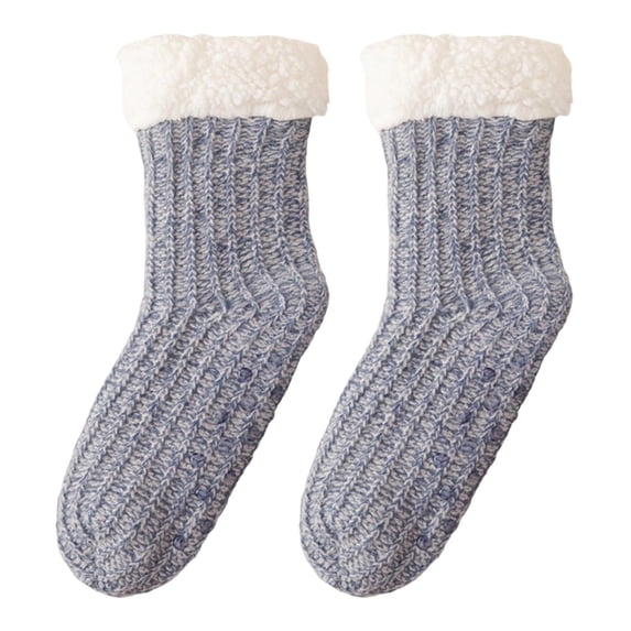 Yuanlong Womens Crew Slipper Socks Lined Non Floor Socks With Grips Thick Warm Winter Indoor Cozy House Socks