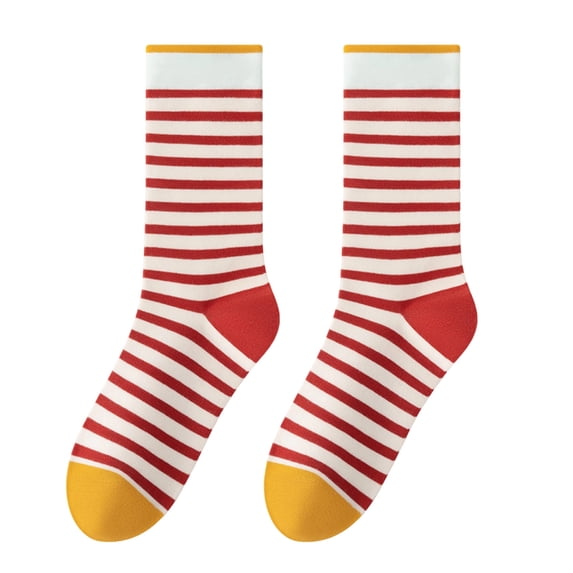 Yuanlong Womens Crew Socks Color Block Stripe Mid Calf Socks Soft Breathable Comfort All Season Daily Stylish Casual Socks