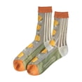 thumbnail image 1 of Yuanlong Womens Crew Socks Floral Print Striped Thin Mesh Mid-Calf Socks Spring Summer Hosiery Breathable Soft Lady Socks, 1 of 3