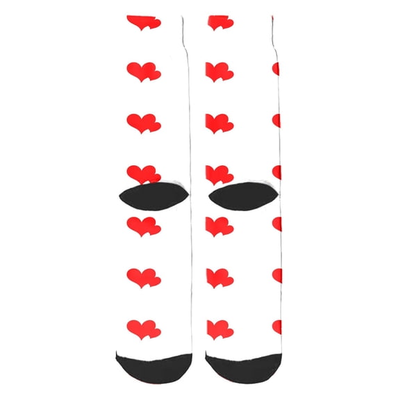 Yuanlong Womens Crew Socks Heart Printed Stretchy Socks Cozy Stylish Streetwear Daily Activities Hosiery