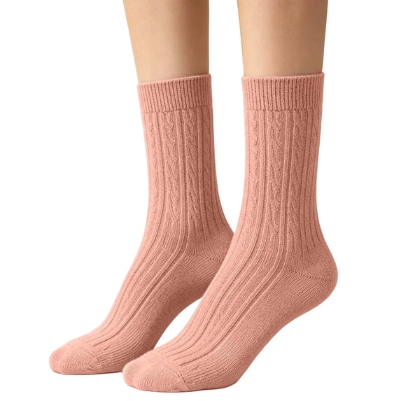 Yuanlong Womens Crew Socks Knit Socks Autumn And Winter Solid Ribbed Cozy Everyday Casual Wear Hosiery