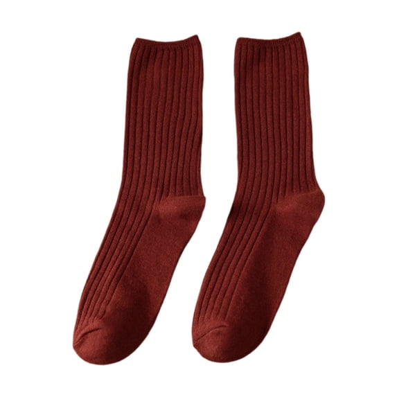 Yuanlong Womens Crew Socks Plain Ribbed Knit Cotton Mid Calf Socks Soft Stretchy Comfort All-Season Casual Daily Socks