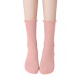 thumbnail image 1 of Yuanlong Womens Crew Socks Scalloped Elegant Ribbed Stockings Solid Color Daily Classic Hosiery, 1 of 4
