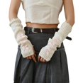 thumbnail image 1 of Yuanlong Womens Fingerless Gloves Warm Arm Sleeves With Bow Design Stylish Solid Cozy Winter Mittens, 1 of 4