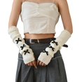 thumbnail image 1 of Yuanlong Womens Fingerless Gloves Warm Arm Sleeves With Bow Design Stylish Solid Cozy Winter Mittens, 1 of 4