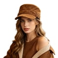 thumbnail image 1 of Yuanlong Womens Flat Top Hat Vintage Cadet Hat With Rivet Decor Newsboy Cap Stylish Fall Winter Daily Headwear, 1 of 4