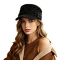 thumbnail image 1 of Yuanlong Womens Flat Top Hat Vintage Cadet Hat With Rivet Decor Newsboy Cap Stylish Fall Winter Daily Headwear, 1 of 4