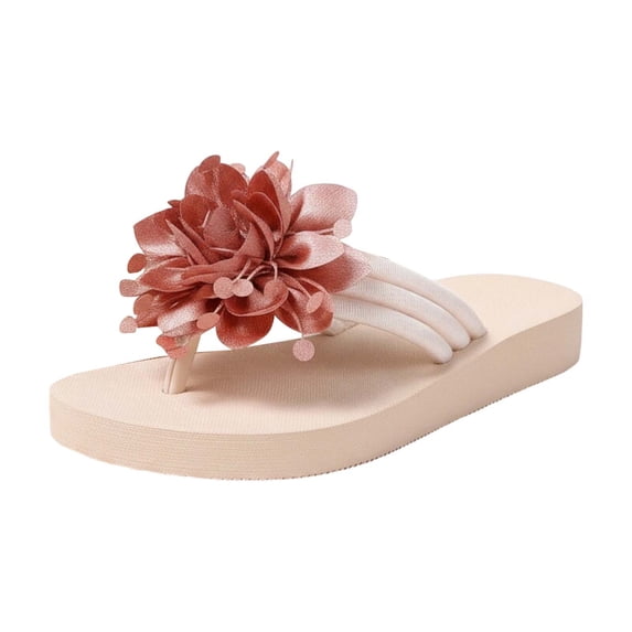 Yuanlong Womens Flip Flop Sandals 3D Flower Platform Thong Sandals Slip On Lightweight Comfort Casual Travel Beach Shoes
