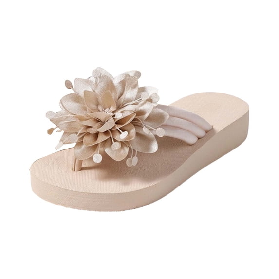 Yuanlong Womens Flip Flop Sandals 3D Flower Platform Thong Sandals Slip On Lightweight Comfort Casual Travel Beach Shoes